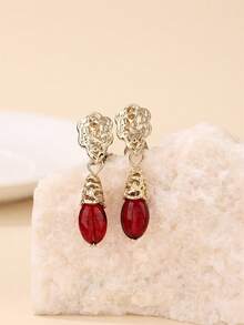 1件天然宝石女士耳环，优雅的阿尔及利亚女士时尚耳环，精致的新娘婚礼派对节日珠宝耳环，适合日常佩戴，情人节配饰 - 彩色 - 查看 15