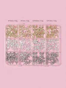 96件/盒 金银欧美风蝴蝶美甲装饰金属丝带闪亮美甲水钻简约3D多功能美甲饰品Y2K金属美甲配件美甲沙龙艺术装饰美甲闪光金属钻石美甲宝石美甲用品美甲饰品假指甲装饰配件 - 彩色 - 查看 8