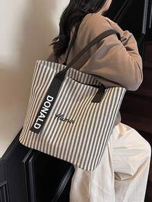 Túi xách đeo vai màu tương phản thời trang, đa năng khi đi làm - màu đen - Xem 9