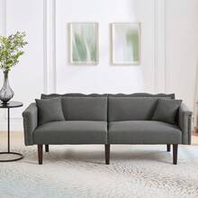 Sofa Bed With Bed Function, Adjustable Angle, Gold Legs, With Pillows And Side Storage Pockets - Antique Gray + Foam + 2 Seat - View 2