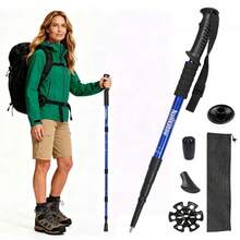 1 baston de trekking durabil și reglabil, cu mecanism intern de blocare prin răsucire și design ergonomic. Acest baston de drumeție unisex include o geantă de depozitare și accesorii multiteren. - Multicolor - Vizualizare 8
