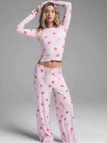 1pc Women Printed Short Sleeve T-Shirt And Pants Casual 2 Pieces Set - Multicolor - View 1