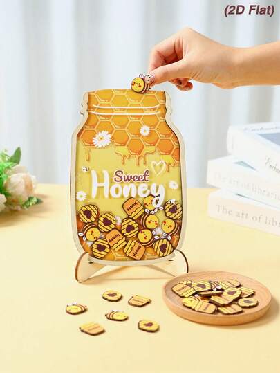1set Bee Wooden Reward Jar With "Sweet Honey" Design,Classroom And Family Management Supplies,Wooden Tabletop Decorations,Classroom Incentive System,Party Game Supplies,Bridal Shower Favors,Birthday Party Gifts,Babyshower Decor,Gender Reveal Party Supplies,Spring Party Gifts,Holiday Party Decor,Home Decorations