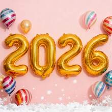 5 Pieces Per Set. 32-Inch Balloons With The Number 2026, Golden Polyethylene Film Balloons, Birthday Party Decorations. Suitable For Birthdays, Graduation Ceremonies, New Year Parties, Family Gatherings, And Holiday Decorations. - Multicolor - View 6
