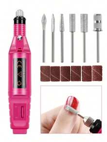 Coscelia Amoladora de uñas eléctrica, Mini amoladora de uñas USB con 6 brocas y 6 bandas de lijado, lima de uñas rosa y negra, amoladora de uñas de acrílico y gel, quitacallos, apta para uso doméstico o salón - Multicolor - Ver 10