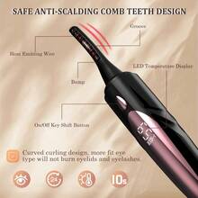 GSYY Heated Eyelash Curlers For Daily Makeup Applican - Fast Heat-Up Within 10 Seconds Electric Eyelash Curler With 4 Adustable Heating Modes Rechargeable Design LED Dilay Screen Cpact And Pable Makeup Tool For Long-La Lashes Ideal For Travel And He Use Black - 黑色 - 查看 5