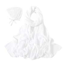 Modal Cotton Hijab Scarf For Women With Undercap Set,White - White - View 3