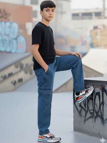 Wide-Leg Loose Jeans With Balloon Detail For Boys And Teens - 平均的 - 查看 6