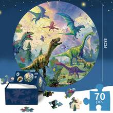 70pcs World Animal Map/Dinosaur/Space/Puppy/USA Map Puzzle - Educational Round Design, Vivid Continents And Animal Patterns - Blue Cardboard - Promotes Early Learning And Cognitive Development. Suitable For Family Interaction And Classroom Activities. Inspires Curiosity And Exploration, Cultivates Hands-On Ability And Teamwork Spirit. Suitable For Preschool Education, Puzzle Cognition Development, Puzzle Classroom Activities, Puzzle Gifts, Large Puzzle - Multicolor - View 15