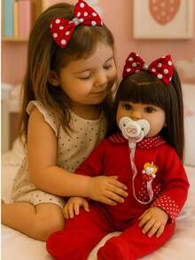 Reborn Baby Girl Doll With Accessories + Documents - 紅色 - 查看 4