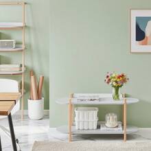 SoBuy Bookshelf Multifunctional Shelf Standing Shelf With 2 Shelves Coffee Table Shelf Sideboard Grey And Natural WHT Approx. 100x52x33cm HSTR01-HG