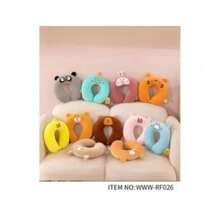 Adorable Cartoon U-Shaped Cervical Pillow - Comfortable Travel/Home/Office Support For Kids/Students/Executives - trái cam - Xem 6