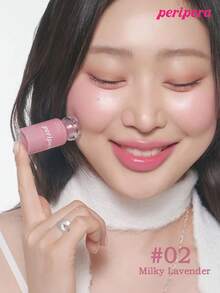 Peripera K-Beauty SYRUPY TOK CHEEK 液体腮红，水润妆效，全天候保湿，丝滑柔润质地，自然透亮妆感，奶油腮红配方，日常妆容 - #02 Milky Lavender - 查看 3