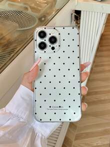 1pc Thick Transparent Anti-Drop UV Painted Android Model PU Phone Case With Popular Black Dot Pattern Design, Compatible With Iphone/ Galaxy - Multicolor - View 2