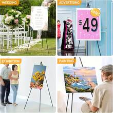 Gold/Black Display Easel Stand For Wedding Sign - Artist Instant Tripod Collapsible Portable Floor Easel For Posters- 63" Adjustable Easy Folding Metal Stand For Display Show, Arts, Painting, Christmas Gifts - Gold - View 7