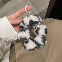 Brazalete de muñeca de peluche con estampado de leopardo de moda, adecuado para teléfono, auriculares, colgante de bolso, accesorio de mujer de alta gama, otoño/invierno - Multicolor - Ver 7