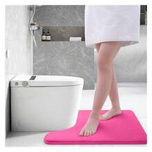Memory Foam Toilet Rugs U-Shaped 24x20, Extra Soft Absorbent Non-Slip Contour Bathroom Rugs, Machine Washable Bath Mats For Toilet, Deep Pink - 多色45 - 查看 6