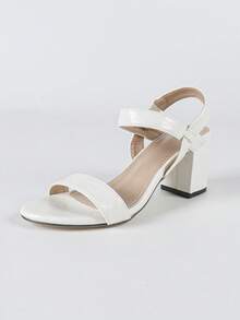 Women's White High Heel Sandals, Summer Shoes, Solid Color High Heels, Ladies' Formal Shoes, Medium Heels, Elegant Ladies' Heeled Sandals, Sexy Suitable For Parties, Weddings, Brides, Bridesmaids, Trending Open Toe High Heel Sandals