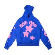 Sweatshirt Spider Web Print Hooded Pullover Sweatshirt Casual Loose New Style - Áo hoodie màu xanh đậm - Xem 12