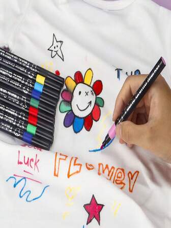 8/12pcs Fabric Painting Markers, Colorful Textile Markers For Fabric Art, Professional Painting, Graffiti, Handicraft, Permanent Markers