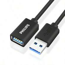 PHILIPS SWR1526X/93 Gold-Plated Interface Extension Cable, Oxygen-Free Copper Core For Stable Conductivity, Oxidation Resistant And Durable, Compatible With Multiple System Devices, Plug And Play, Black - Black - View 8