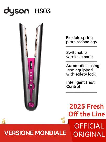 Dyson Corrale Cordless Hair Straightener With Flexing Plates, Professional Hair Styling Tool For Smooth, Shiny, Frizz-Free Results, Intelligent Heat Control, 3 Adjustable Heat Settings, Fast Charging, Fuchsia/Purple Nickel Finish, Suitable For All Hair Types, Travel-Ready Design With Dock And Heat-Resistant Pouch, Rechargeable Lithium Battery For Salon & Home Use