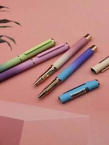 2支随机高品质渐变色圆珠笔，学生书写笔，办公商务签名笔，内置吸墨器 - 可更换3.4mm墨盒，最佳礼品之选 - 彩色 - 查看 5