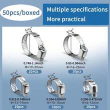 Kit di fascette stringitubo in acciaio inossidabile, set di fascette stringitubo in scatola, adatto per scopi di fissaggio come il fissaggio di tubi flessibili per tubazioni e tubi del carburante per autoveicoli - 50 pezzi/scatola - Visualizzare 2