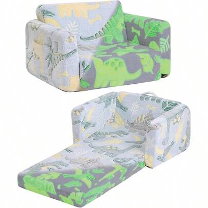 Tiita Sofa 2in1 Sofa Chair Convertible Chirldren Couch To Lounger Flip Out Chirldren Sofa Chair Toddler Armrest Chair Bed Folding Baby Play Sofa For Girl Or Boy Green Dinosaur