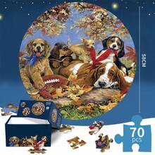 70pcs World Animal Map/Dinosaur/Space/Puppy/USA Map Puzzle - Educational Round Design, Vivid Continents And Animal Patterns - Blue Cardboard - Promotes Early Learning And Cognitive Development. Suitable For Family Interaction And Classroom Activities. Inspires Curiosity And Exploration, Cultivates Hands-On Ability And Teamwork Spirit. Suitable For Preschool Education, Puzzle Cognition Development, Puzzle Classroom Activities, Puzzle Gifts, Large Puzzle - Multicolor - View 14