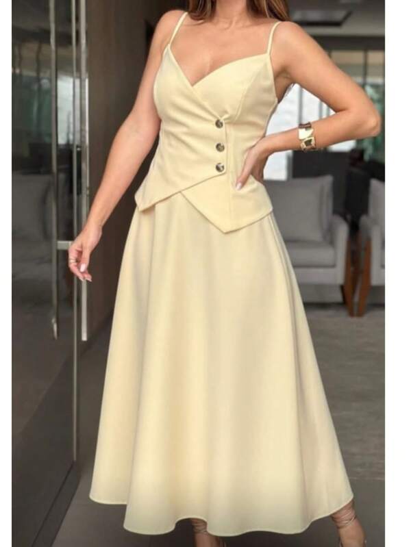 Conjunto Feminino Luxo em Tecido Sensorial Marrante – Elegante para Festas, Natal e Ano Novo