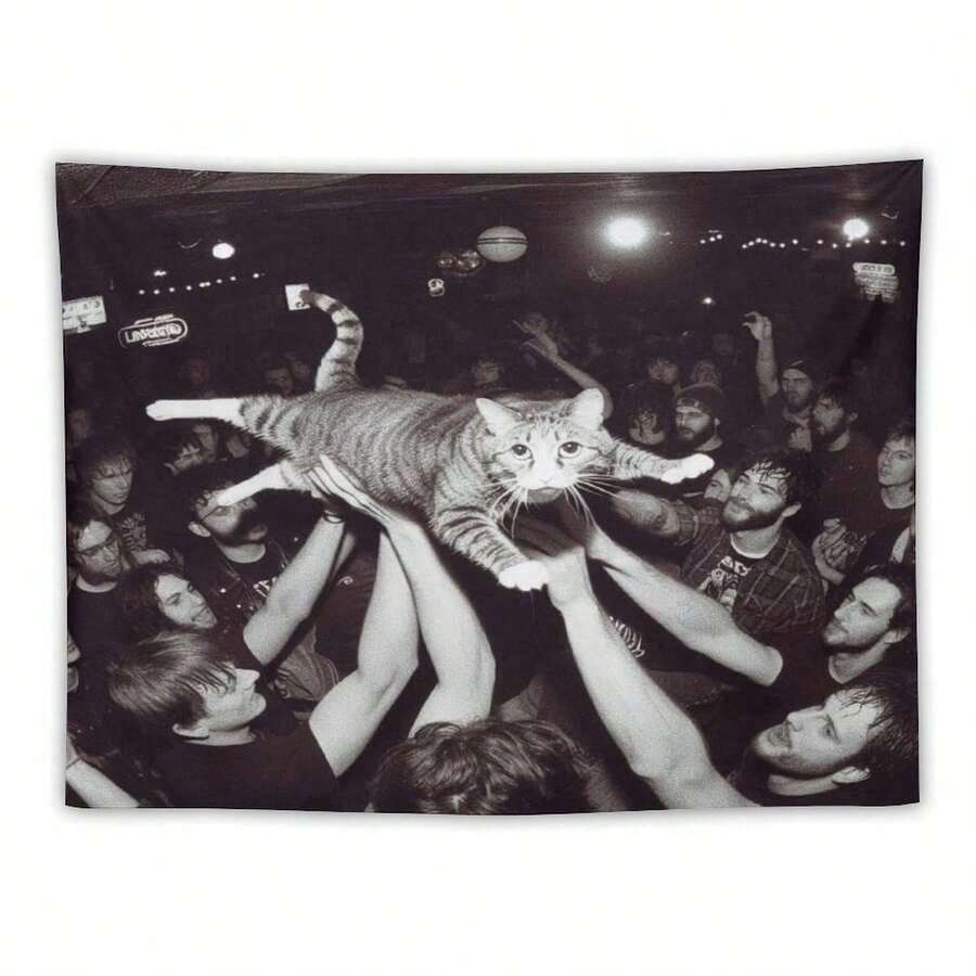 1 PC Interesting Animals Wall Tapestry, Polyester Personalized Tapestry, Suitable For University Dormitory Rooms, Living Rooms, Music Parties, Art Decoration Tapestry, Ideal Holiday Gift Giving, Installation Accessories, Home Decor, Room Decor, Flags For Room, Tapestri - 彩色 - 查看 1