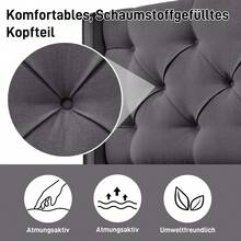 Upholstered Double Hydraulic Bed 140x200cm, Bed With Metal Mesh Frame, Modern Bed Frame With Storage, Cotton, Light Grey - Grey + Cotton + 140cm*200cm - View 4