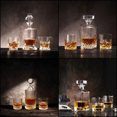 3 st elegant whiskykaraff presentask utsökt presentask set vinkaraff set inkluderar 1 karaff med 2 glas, lämplig som present, herrpresent, present till pappa, make och pojkvän