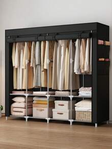 HOUSHELIF 1pc Rental Party Delight! Trending Fabric Wardrobe, Large Size For Hanging And Folding, Steel Pipe Reinforcement For Extra Stability, Low-Cost Bedroom Storage Upgrade, Absolutely Amazing, Portable Closets - Multicolor - View 2