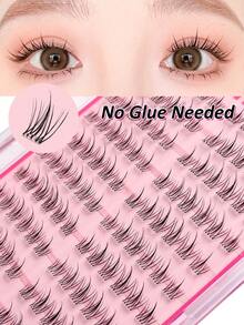 Sibeuna Rikuaild 120/240/360pcs Self-Adhesive Cluster Fake Eyelashes, No Glue Needed, Cartoon Style Natural Look, Soft & Comfortable, Suitable For Daily Makeup - C - 查看 1