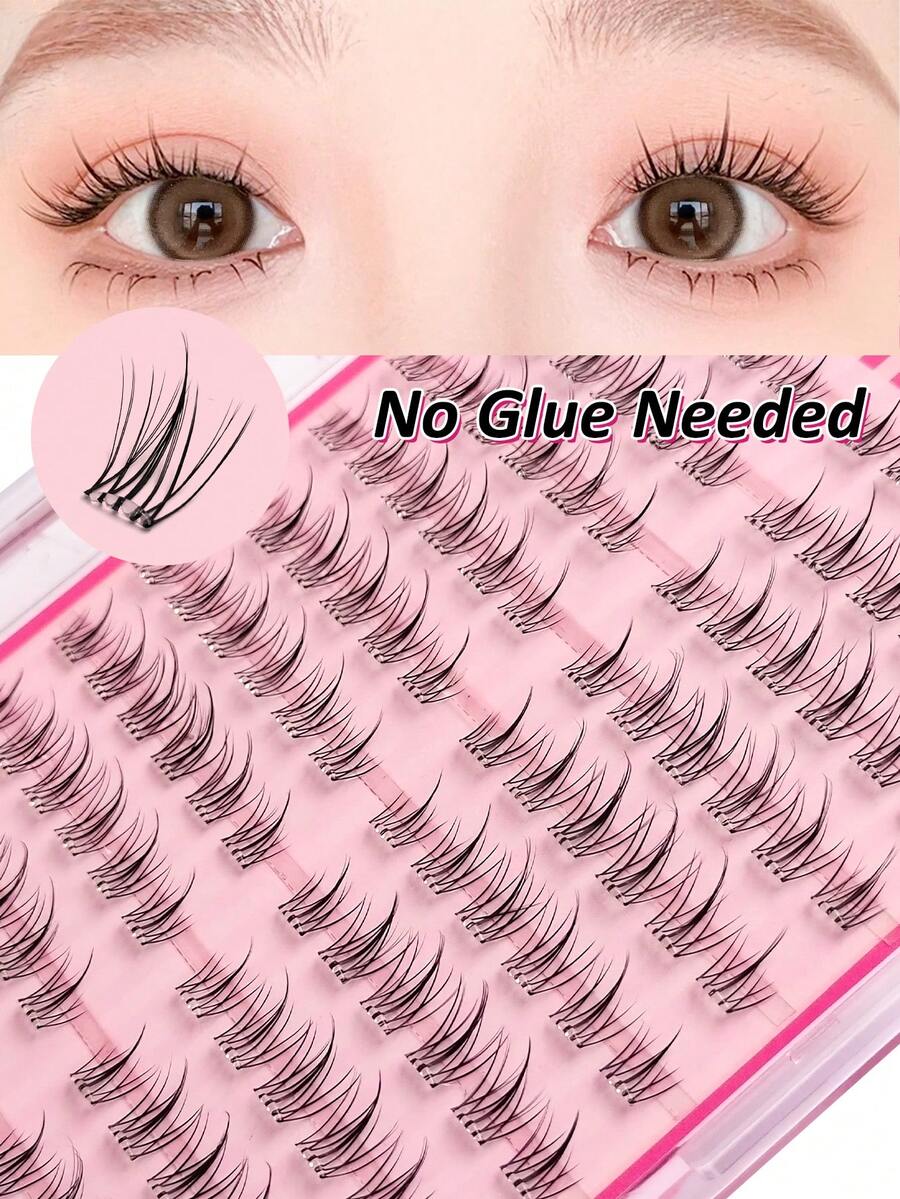 Sibeuna Rikuaild 120/240/360pcs Self-Adhesive Cluster Fake Eyelashes, No Glue Needed, Cartoon Style Natural Look, Soft & Comfortable, Suitable For Daily Makeup - C - 查看 1