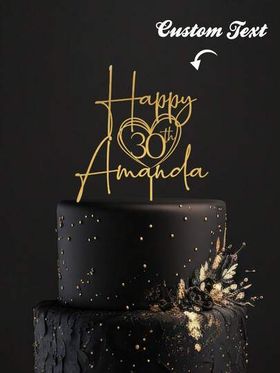 Decoración para tarta de cumpleaños 30th, Decoración para tarta de cumpleaños, Decoración personalizada para tarta de cumpleaños, Decoración personalizada para 25th, 30th, 40th, 50th cumpleaños