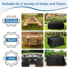 Heavy Duty 600D Patio Furniture Cover, UV Protection, All Season - Fits Rectangular/Square Tables, Chairs, Sofas - 8 Sizes Available, Suitable For Balcony, Terrace, Garden, Outdoor Furniture Cover, Patio Table Cover,Women's Day,Travel Essentials,Wedding Favours,Y2k,Bedroom,Car Accessories Women,Kitchen Decorkitchen Decor - Black - View 8