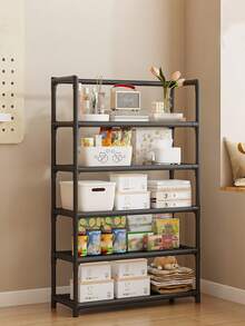Modern Black & White Multi-Layer Storage Rack, Available In 7/6/5/4 Tiers, Effectively Organizes Household Clutter And Daily Essentials, Layered Storage, Neat And Orderly, Easy To Disassemble, Space-Saving - Multicolor - View 20