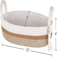 Mkono Small Storage Basket For Toilet Tank Top Boho Bathroom Decor Woven Rope Toilet Paper Tray Organizer For Shelf Bedroom Living Room, Jute, 1 Pack, 13" L X 6" W - ColorE - View 5