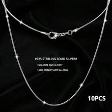 Wholesale 10Pcs 925 Sterling Solid Silver Accessories 1MM Snake Chains Necklace For Women Chain Accessory