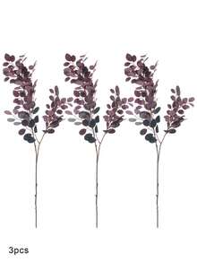 1/3pcs Artificial Leaves, Banyan Branches, Eucalyptus Leaves, Fake Plants, Artificial Banyan Stems, Green Plants, Fake Tree Branches, Stems That Can Be Bent For Vase Filling, Artificial Plants, Home Shelf Decoration - Multicolor - View 22