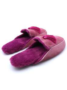 Women's Fashion Fringed Plush Warm Plush Anti-Slip House Slippers - Pink - View 4