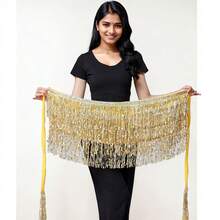 1 pièce Jupe-écharpe à franges pailletées pour femmes, chaîne de taille pour danse du ventre, costume boho pour boîte de nuit, convient pour la scène et la danse - Multicolore - Voir 2