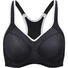 SYROKAN Women's Full Support High Impact Racerback Lightly Lined Underwire Sports Bra - 黑色 - 查看 4