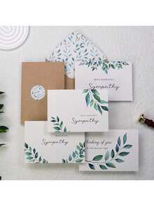 Tarjetas de condolencia, Tarjetas de condolencia con sobres, Set de 24 tarjetas de condolencia a granel con mensaje interior en acuarela, en caja con sobres de kraft y pegatinas, 4 diseños únicos, follaje rústico - 1 - Ver 3