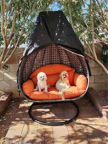 1pc Egg Chair Cover, Outdoor Swing Chair Cover, Waterproof Dustproof With Zipper, 210D Oxford Cloth, Patio Garden Lawn Chair Protective Cover, Furniture Accessory, 115x190cm - Black - View 9