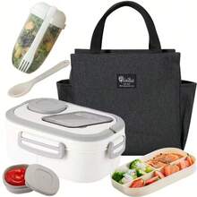 ZTVZTV Double-Layer Multi-Compartment Lunchbox Set/Single Lunchbox. Includes Lunchbox, Cup, And Lunch Bag, Suitable For School, Office, And Outdoor Picnics. | Food Storage Containers | Kitchen Accessories | Lunchbox Set/Single Lunchbox - 黑色套裝(便當+沙拉杯+餐袋) - 查看 6