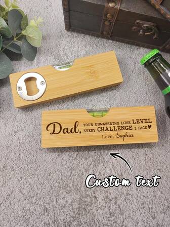 Regalo personalizado del Día del Padre de acrílico, texto personalizado, abridor de botellas de nivel de espíritu de madera personalizado, regalo para él, regalo del Día del Padre, PAPÁ tu amor inquebrantable NIVEL cada desafío que enfrento, regalos personalizados, regalo del Padre, regalo de gratitud inolvidable para celebrar días especiales